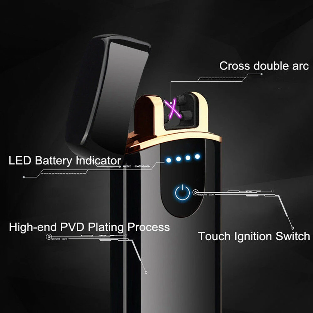 Smart Touch сенсор USB перезаряжаемая двойная дуга беспламенная плазменная электрическая зажигалка датчик отпечатков пальцев Светодиодный дисплей питания