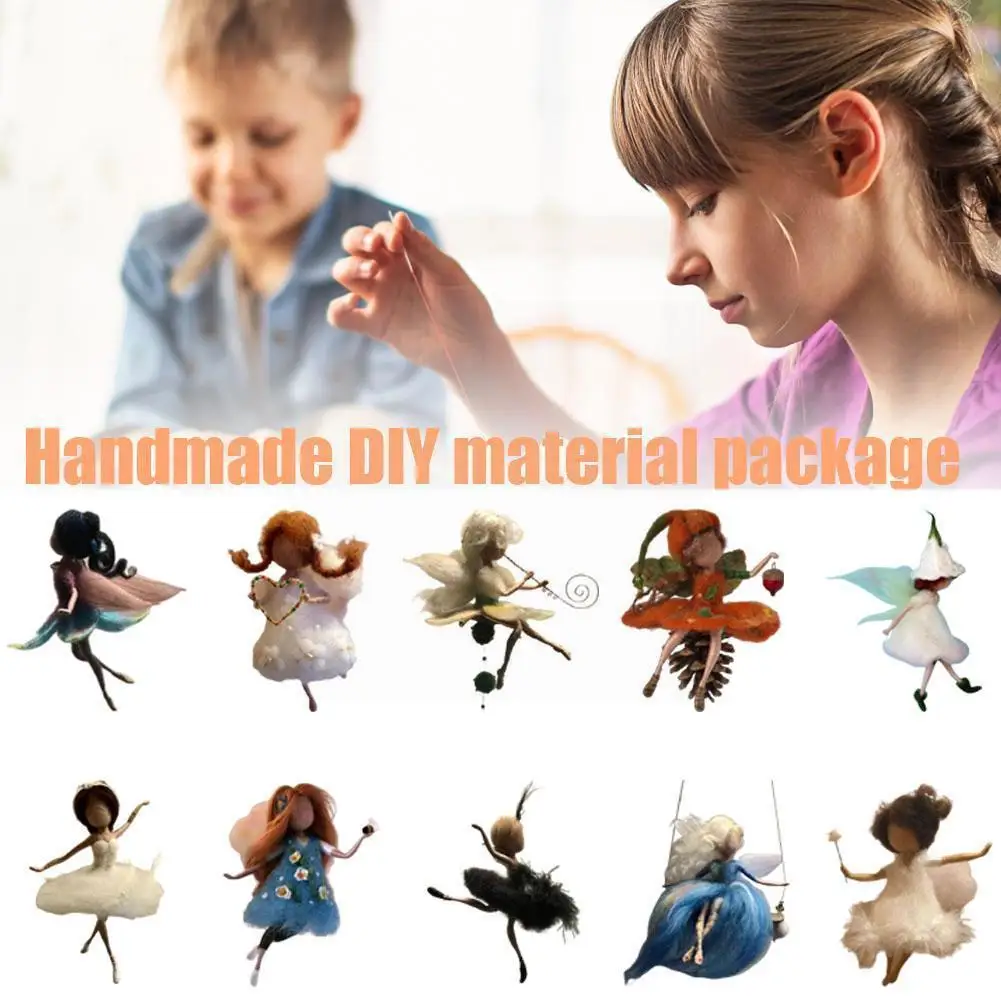 

Новый шерстяной войлок ручной работы DIY кукла Ангел лес фея комплект готовая шерсть дети шерсть (не материал плюшевый продукт) войлок мешок ...