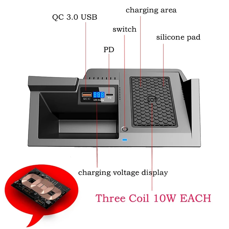 

30W Car Wireless Charging Center Console Panel Phone Panel Charging Board for Mazda CX-5 CX5 2017 2018 2019