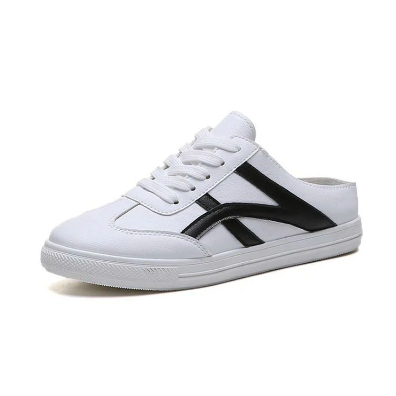 Женские кроссовки из ПУ кожи белые однотонные на шнуровке Повседневная Удобная