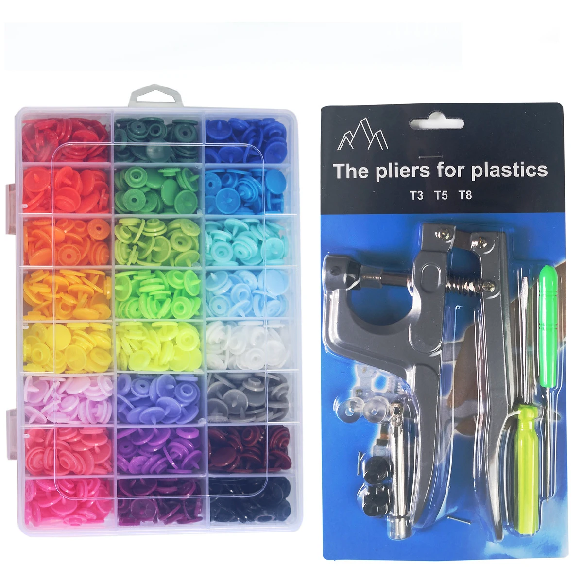 

360/150 Sets Colorful Round Buttons Plastic Snap Button with Snaps Pliers Tool Kit Easy Replacing Snaps DIY Family Tailor
