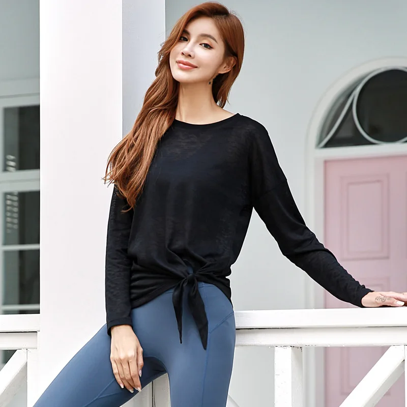 Oyoo Свободный Топ с длинным рукавом для тренировок зимняя одежда йоги