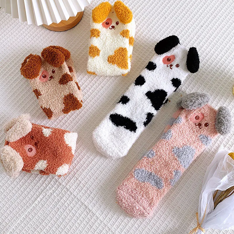 

Autumn and Winter New Mid Tube Socks Cartoon Leisure Coral Velvet Socks Woman Socks E Girl Aesthetic Ruffle Socks Women Socks