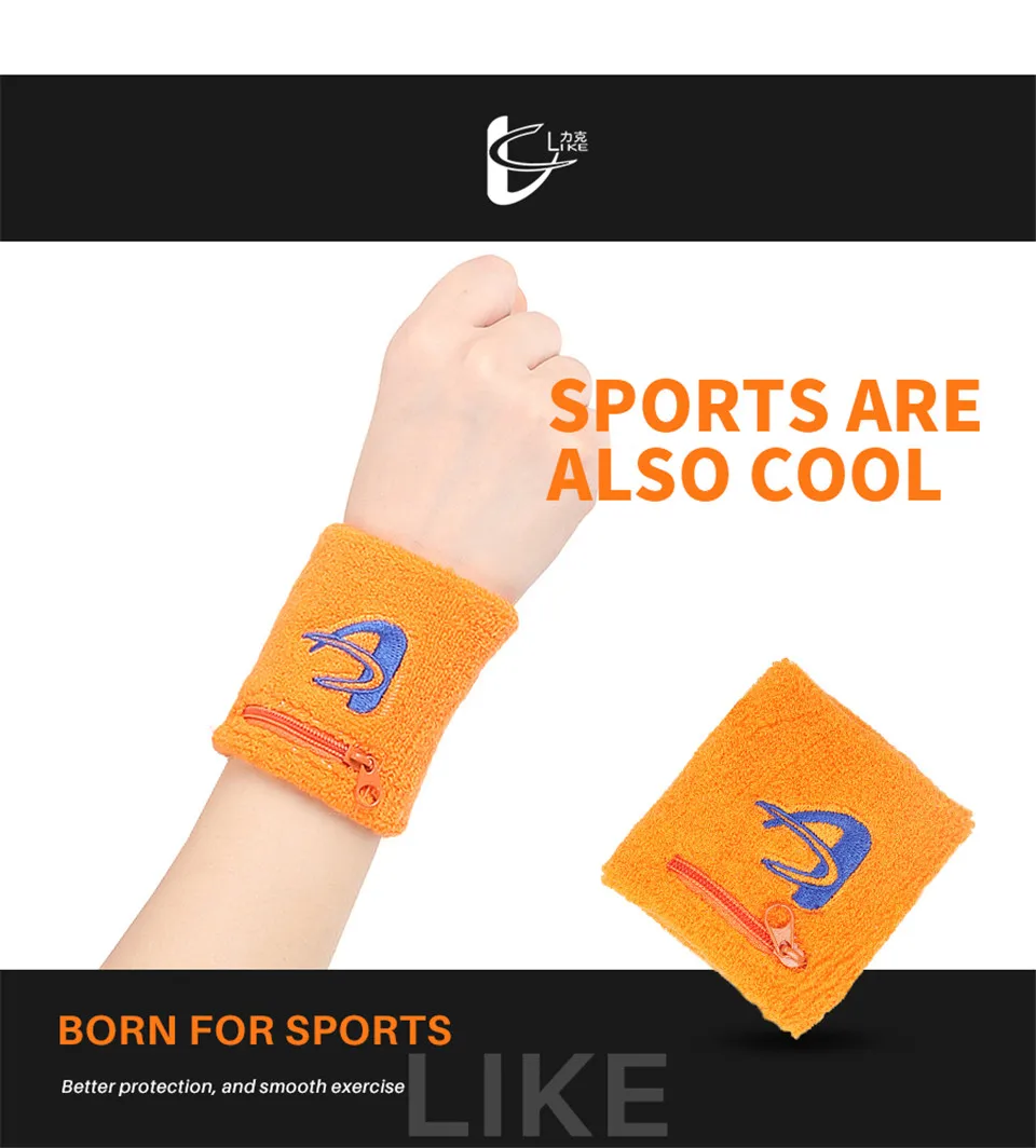 Карман на молнии спортивный браслет хлопок эластичная поддержка запястья для