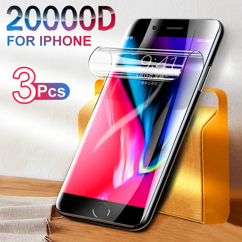 

20000D Hydrogel Protective film on for iPhone 8 7 6s Plus Screen Protector iPhone SE X Xr Xs 12 11 Pro Max Screen protector film