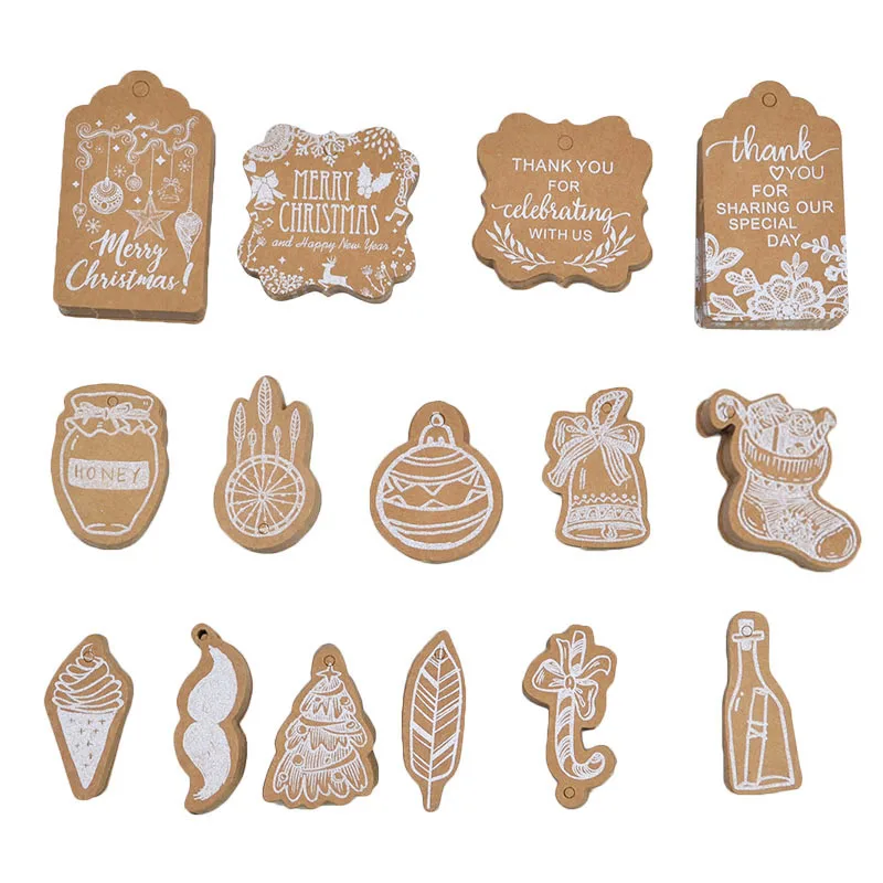 30 шт крафт-бумаги Рождественская этикетка для упаковки подарка Коричневая