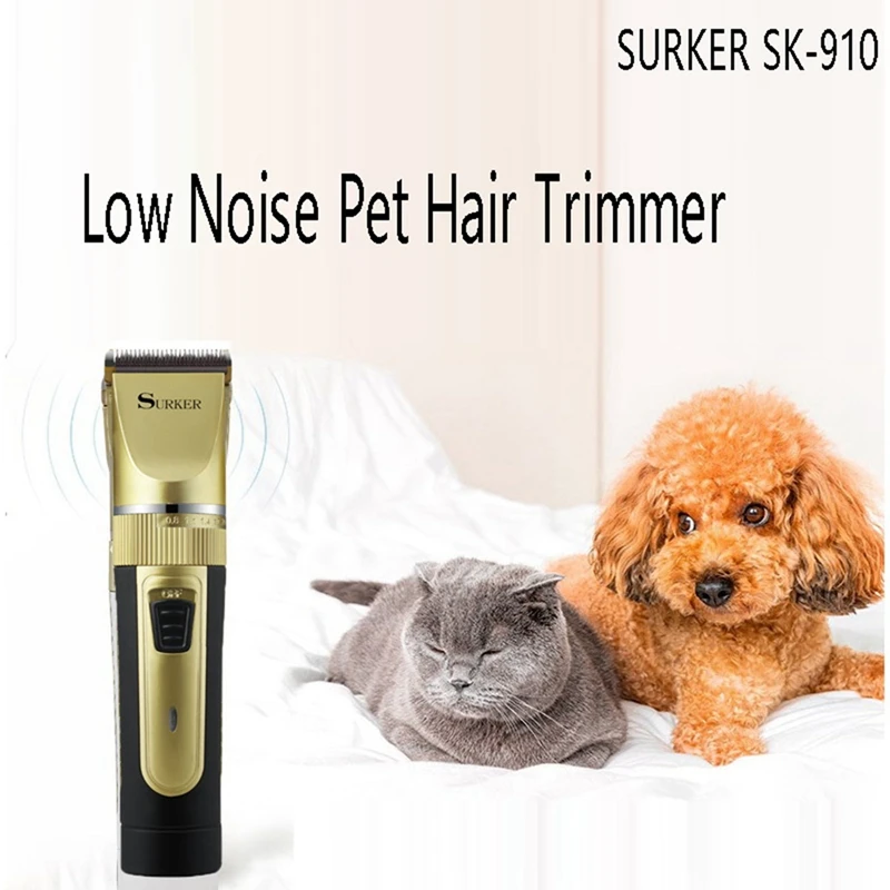 

SURKER SK-910 Hair Clipper Cordless Pet Hair Trimmer Puppy Grooming USB Recharge Electric Shaver Set