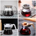 Стеклянный кувшин для кофе V60, графин, прозрачный кувшин для заваривания чая, термостойкий чайник с крышкой, термостойкая чашка, кофейная посуда