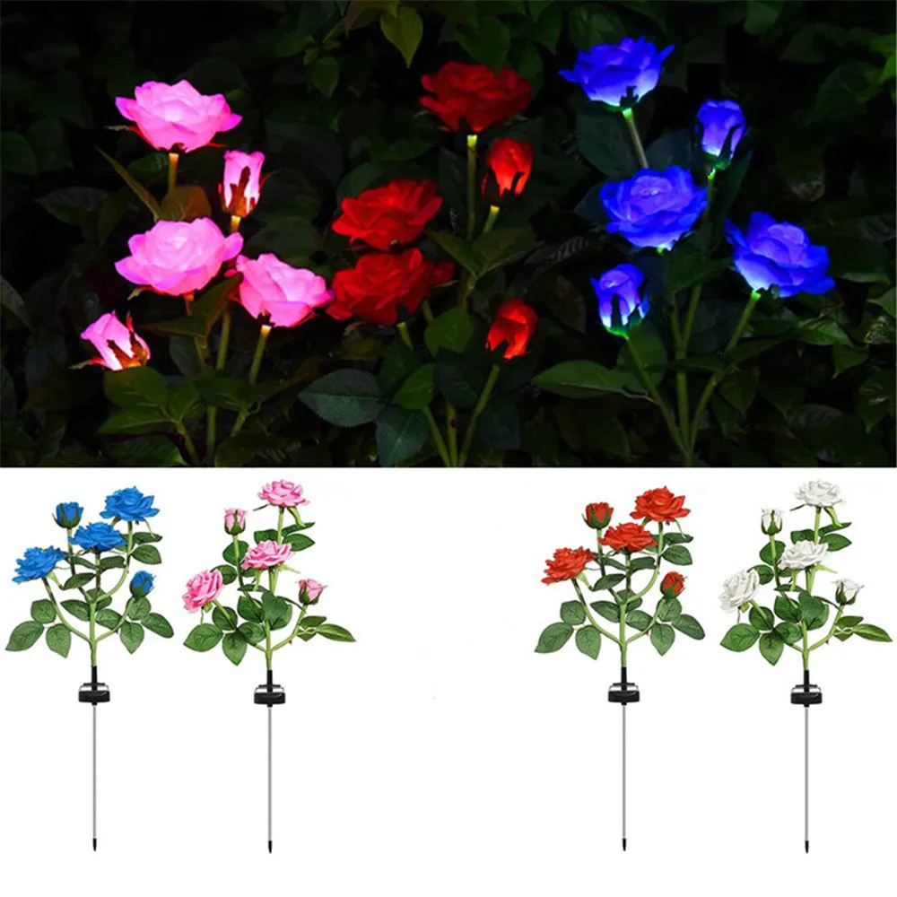 

Solar Simulation Rose Flower LED Light Waterproof Outdoor Lawn Lamp Home Decorative Flower Light Garden Landscape Lamp