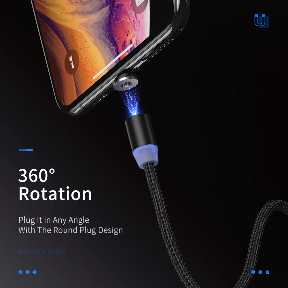 2 м Магнитный кабель Micro USB Type C для iPhone xs Samsung Быстрая зарядка магнитное зарядное