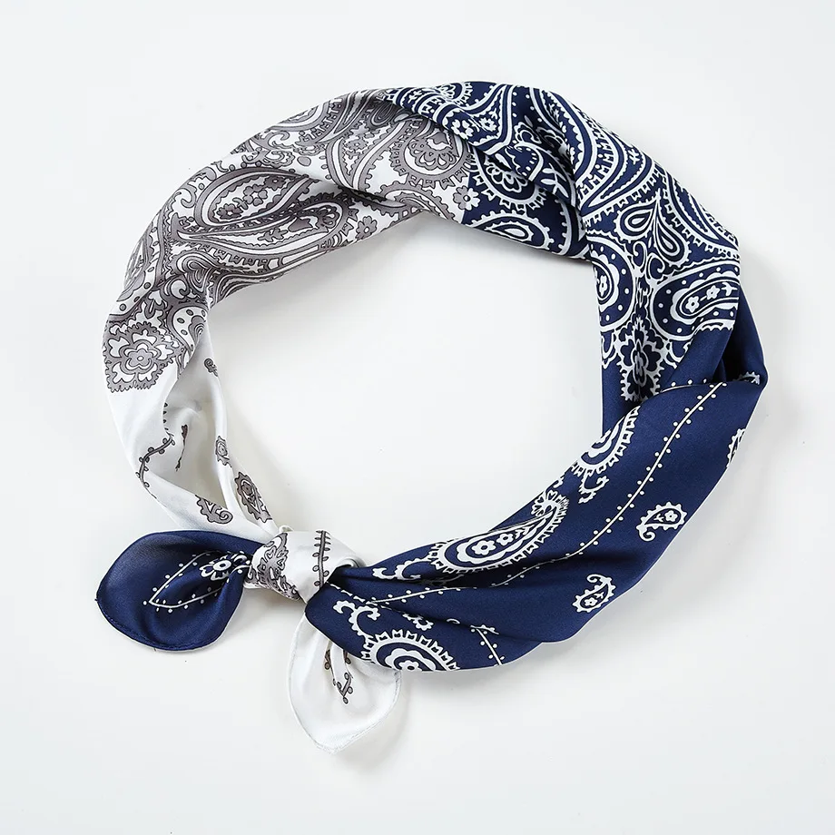 Женский маленький квадратный шарф 70*70 см шифоновый шелковый винтажный с цветами