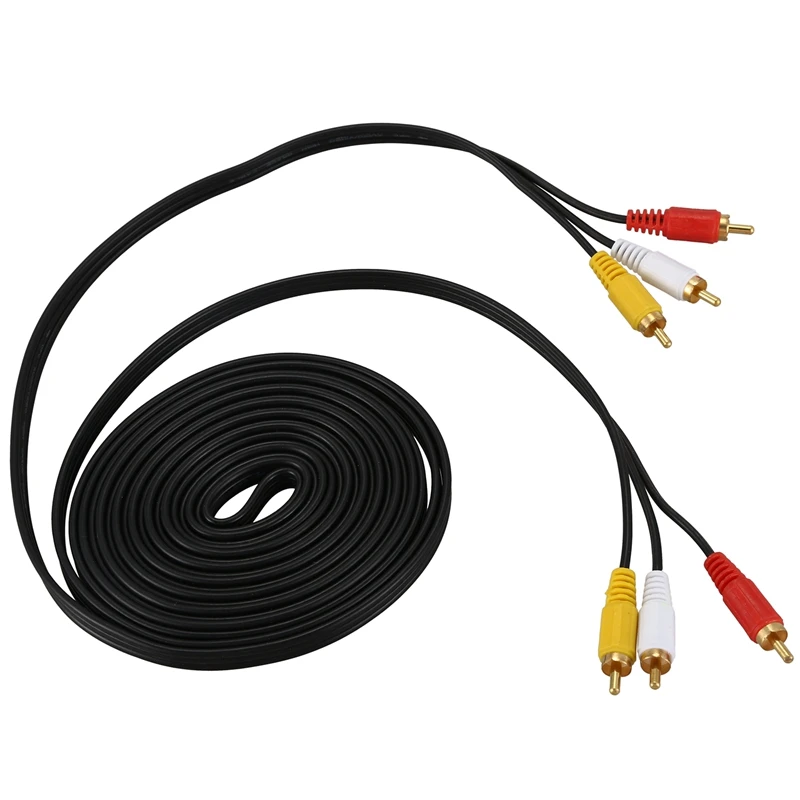 Triple 3 RCA Male to o Video DVD TV AV Cable 4.6M Long Black | Электроника
