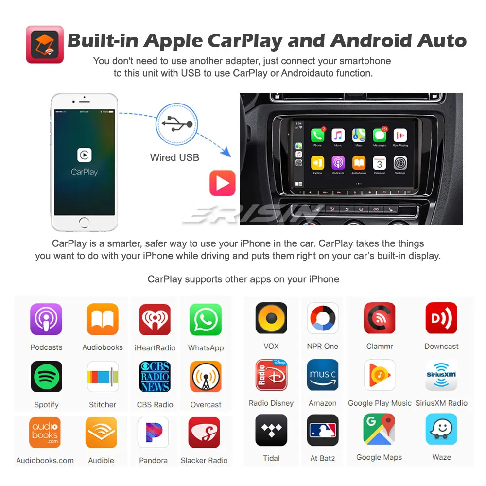 Erisin Octa Core 8128 9 &quotAndroid 10 0 DSP CarPlay & Auto DAB GPS Авторадио для VW Passat Seat Skoda Golf Jetta Polo Sharan Touran