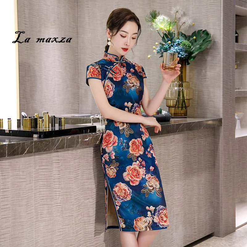 

Cheongsam платье 2020 размера плюс платья для женщин сексуальные китайские платья с принтом