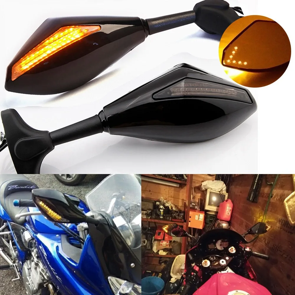Светодиодные поворотники встроенные зеркала для Honda CBR 600 F4i 954 1000 RR / YAMAHA YZF FZR R1 R6 FZ1