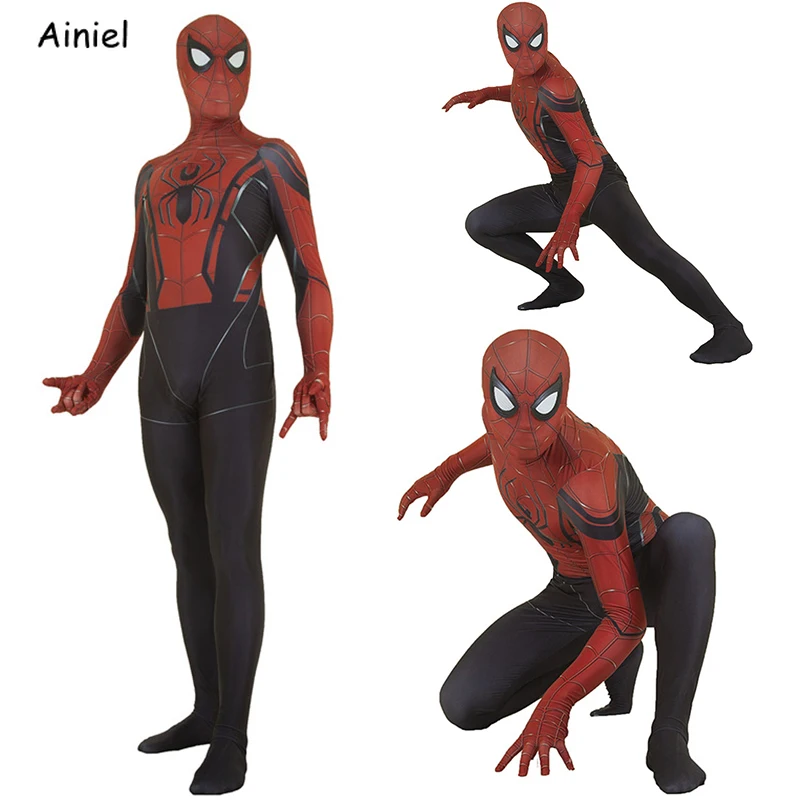 Новый Дизайн Человек паук Косплэй костюм съемный маска боди зентай комбинезон