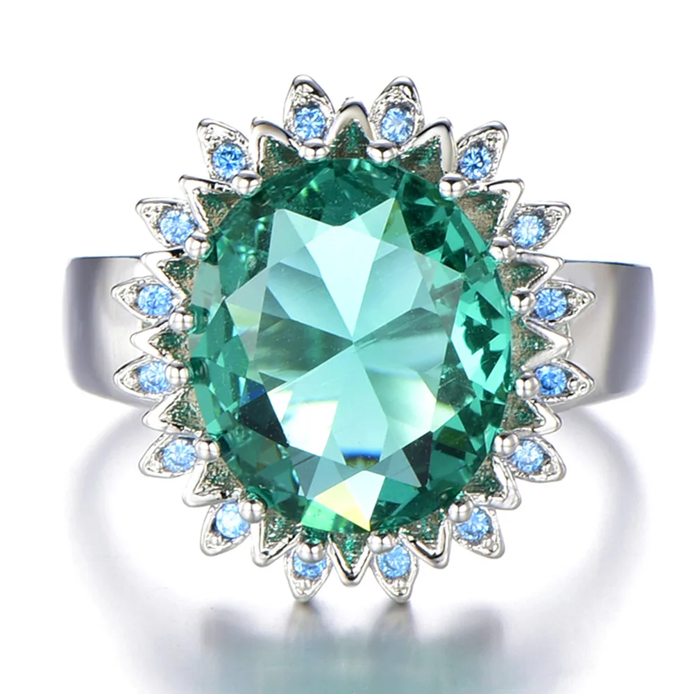 Большой зелеными кристаллами ручной работы Комплект: изумруды кольца для женщин