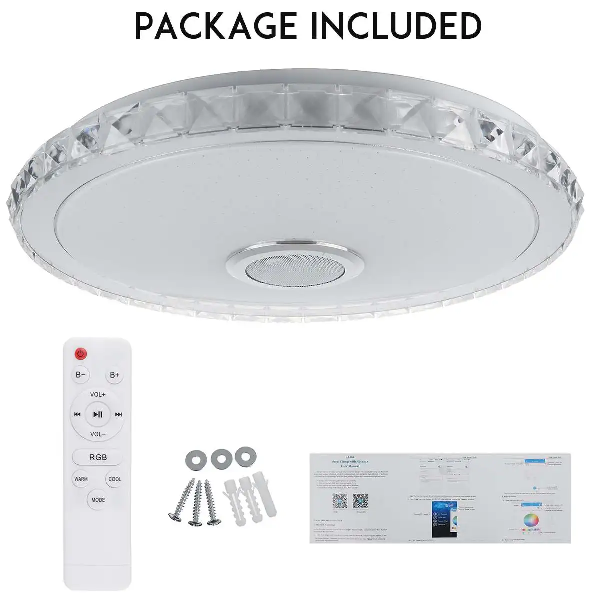 Lámpara de techo inteligente con Control remoto para el hogar, luz LED RGB de 40CM y 220V con aplicación remota, bluetooth, música, 100W