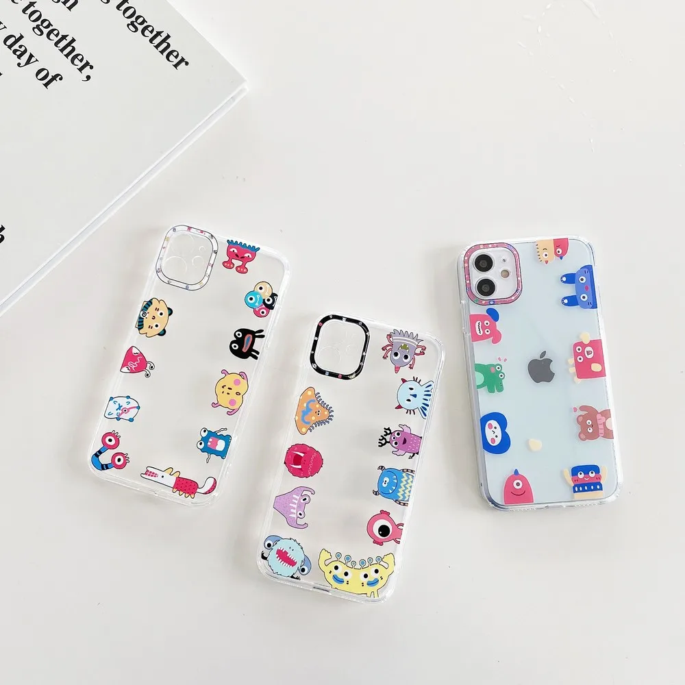 Новый прозрачный мягкий чехол с рисунком монстра для iphone 11 12 pro XS Max X XR 7 8 Plus SE 2020 12 Pmax