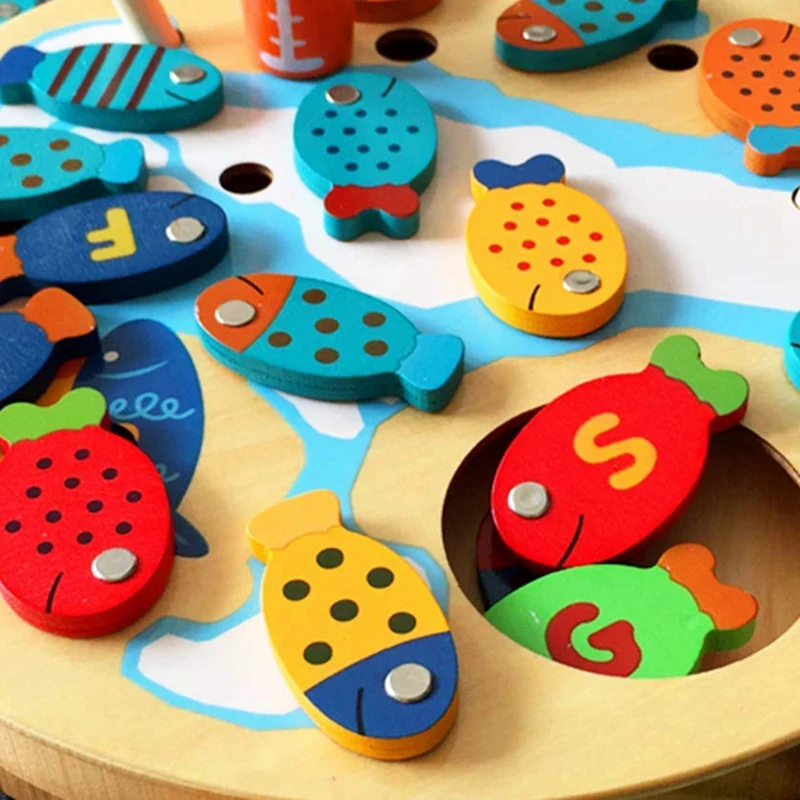 Netic деревянная рыболовная игра игрушка для алфавита рыбы ловли счетные