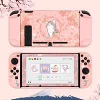 sakura cat switch protective shell pc hard cover housing ns game console case pink tempered film for nintendo switch accessories