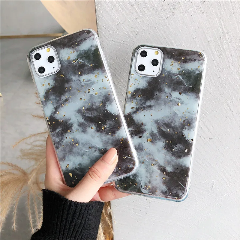 Lovebay Marble Case For iPhone 11 Pro X XS Max Soft TPU Back Cover iphone XR 8 7 6 6S Plus Epoxy Gold Foil Starry Sky |