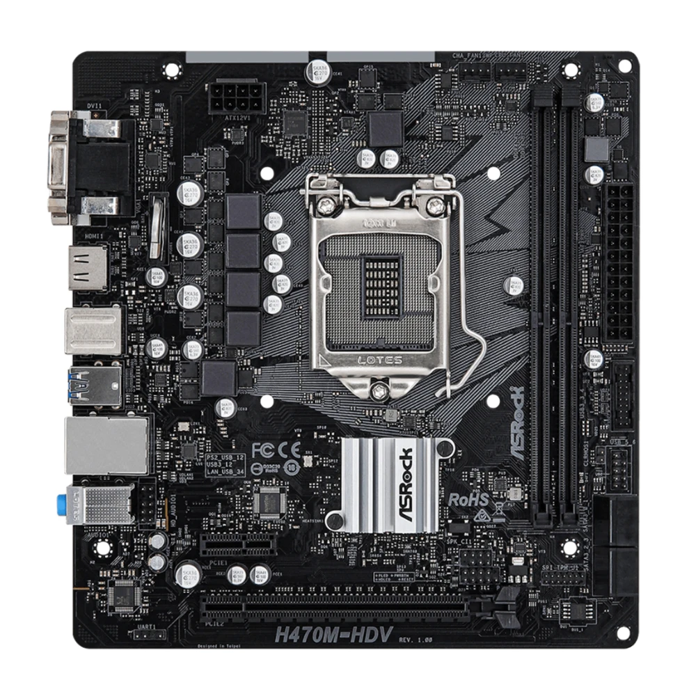 Материнская плата ASRock H470M-HDV поддержка DDR4 2933 МГц чипсет Intel H470 4 * SATA 6 ГБ/сек. USB 3 1/PCIe