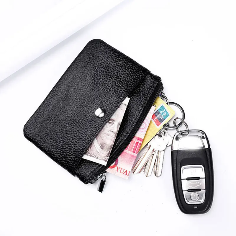 

Western Style Leather Coin Purse Stylish Key Case Zipper Purse Creative Popular Pure Color Multifunctional Portable Shell Wallet