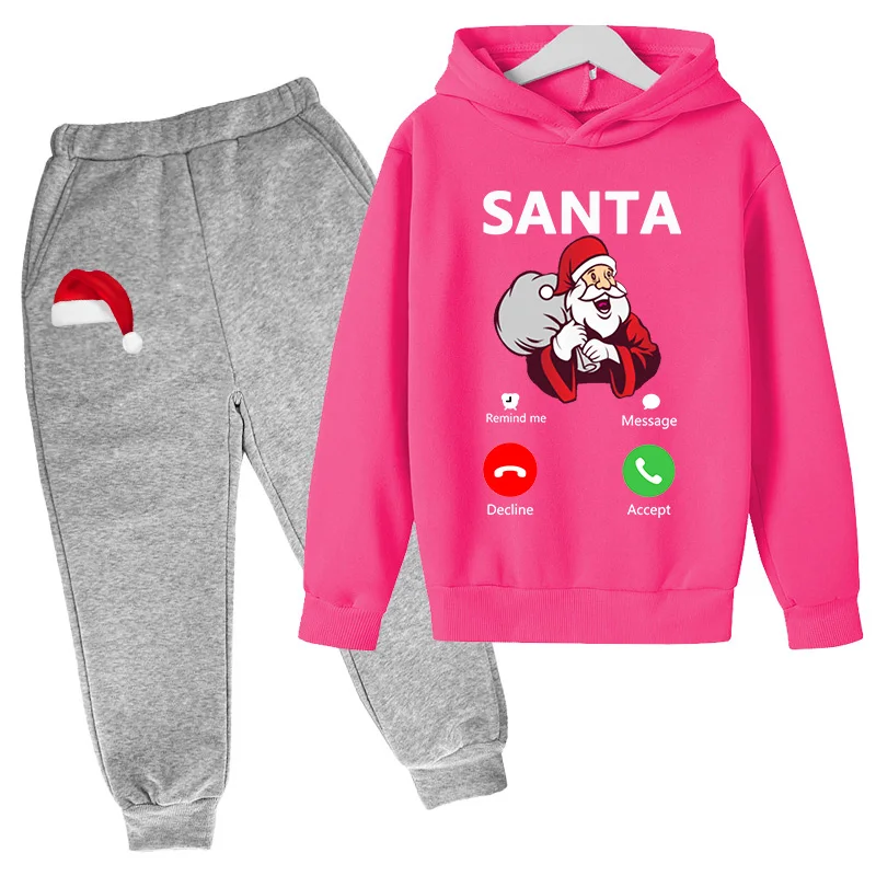 

Santa Claus children Clothes 2 pez Christmas gift Boy Girl Hoodie Suit Pants Kids Hooded Sportswear Set multiple colour 4-14 Y