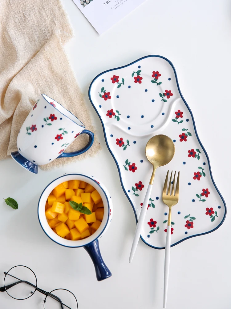 Керамическая тарелка японские блюда для завтрака набор столовых приборов одного
