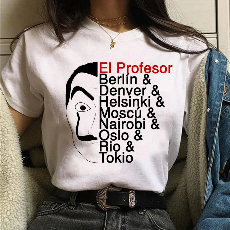 Maycaur The House of Paper T Shirt New Money Heist Women La Casa De Papel Tshirt Funny Top Tee Fashion Female Clothes T-shirts | Женская