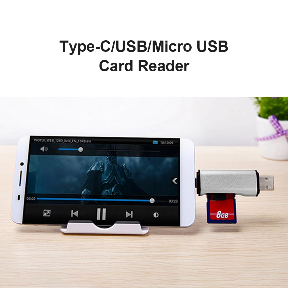 USB C Card Reader 3 in 1 Reading High Speed Memory for Android Type OTG Micro Flash Drive Cardreader Adapter | Компьютеры и офис