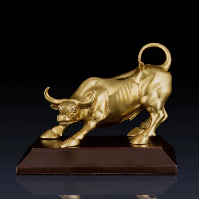 ERMAKOVA Brass Ox Wall Street Bull Figurine Charging Stock Market BullStatue Feng Shui Sculpture Home Office Decoration Gift | Дом и сад