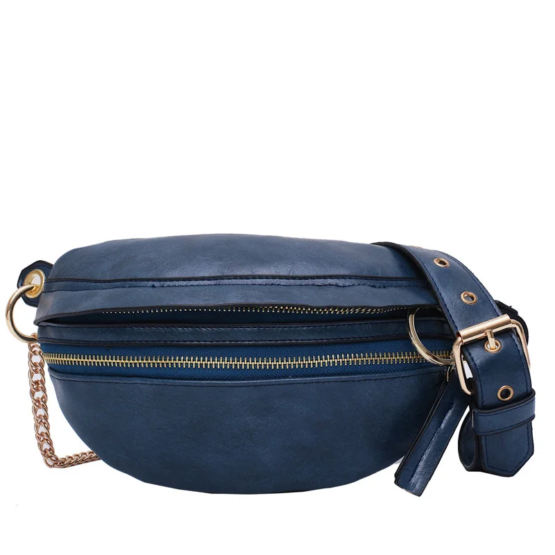 Blue Waist pack Поясная Сумка женская мода Фанни-пачки водонепроницаемый нагрудный пакет сумка упакованная хип-пак поясная сумка PU женская сумка через плечо - Color: Blue Waist pack