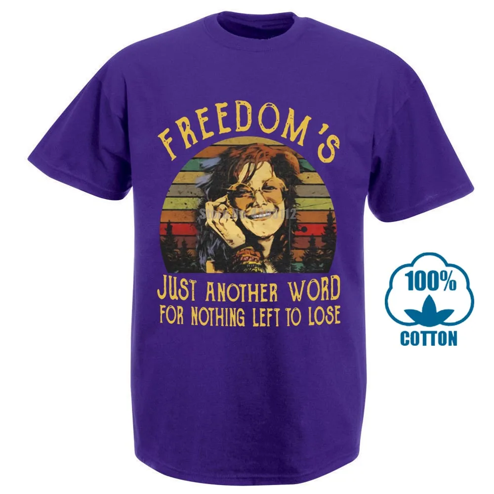 Фиолетовый Janis Joplin Me And Bobby Mcgee лирика футболка черный хлопок полный размер - Цвет: Фиолетовый