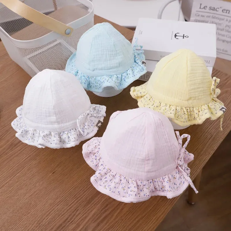 

New Spring Autumn Cotton Baby Bucket Hat Cut Floral Printing Newborn Girl Panama Hats Children Cap Fisherman Hat Toddler Sun Hat