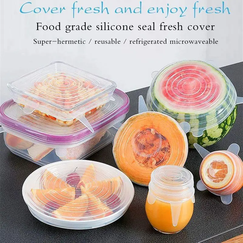 

12 pcs Silicone Lid Stretch Reusable Lids Expandable Silicone Lid Universal / Food Storage, Suitable for Microwave / Oven / Frid