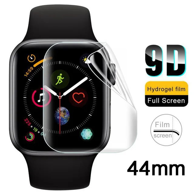 Гидрогелевая пленка для Apple Watch 5, 44 мм, 40 мм, мягкая защитная пленка на весь экран, изогнутая пленка для iwatch 5, 4, 3, 2, 1, 42 мм, 38 мм - Цвет: Transparent 44mm