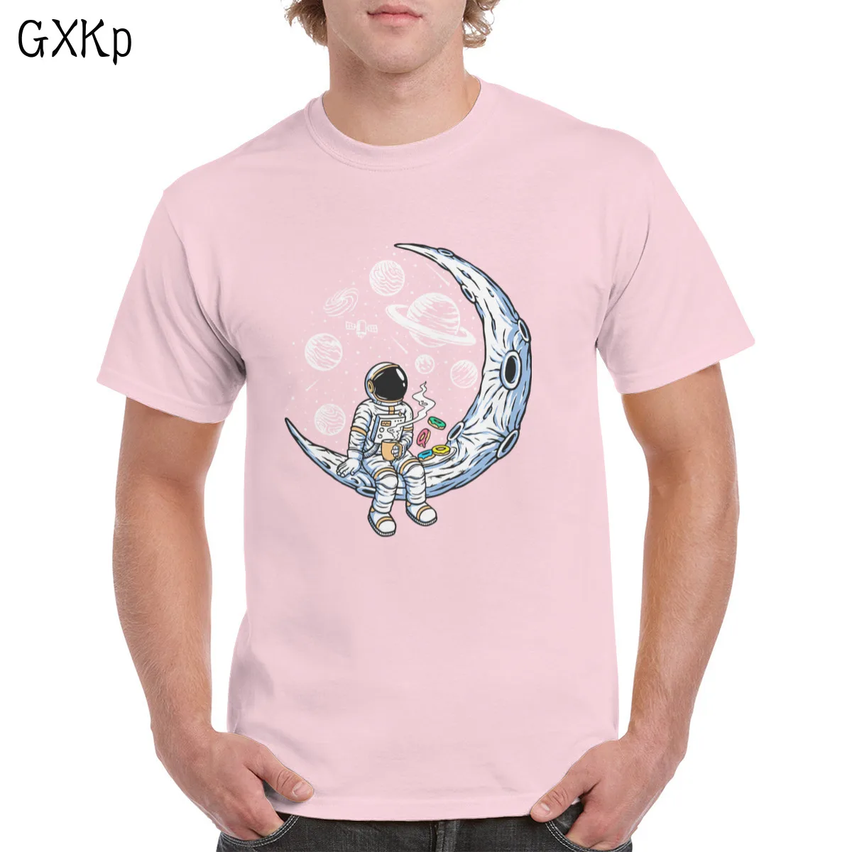 

Spacewalk T-shi Uni Modern Bla and e Dign Astronaut Planet T-shi ic Top 100% Katoon Fem/Man Pluse size