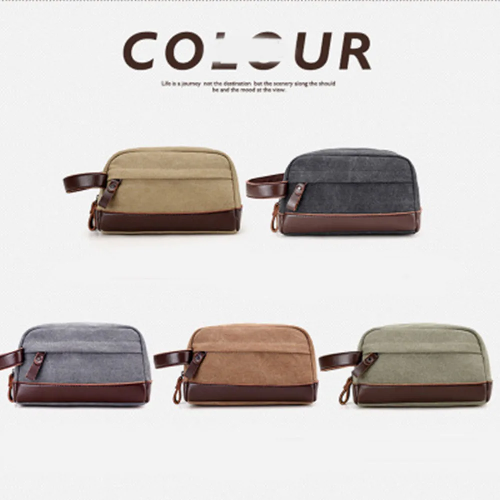 Мужская Дорожная сумка для туалетных принадлежностей Холщовый кожаный