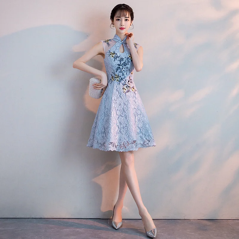 

Daily Improved Cheongsam Student Short Young Girl Chinese Style Dress Retro Republic Sweet Little FragranceLoose Dress Long Slee