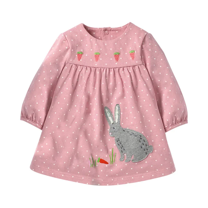 Little maven 2-7Years Детские Дети Девушки Животных Аппликация Платье для Детей Дети Малышей Девушки С Длинным Рукавом Элегантное Платье Осени