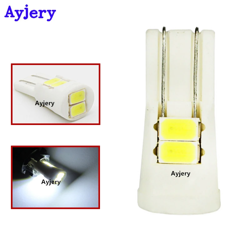 AYJERY 100 шт 12V T10 Керамика W5W 6 SMD 5630 80MA светодиодный 194 168 автомобильных номерных