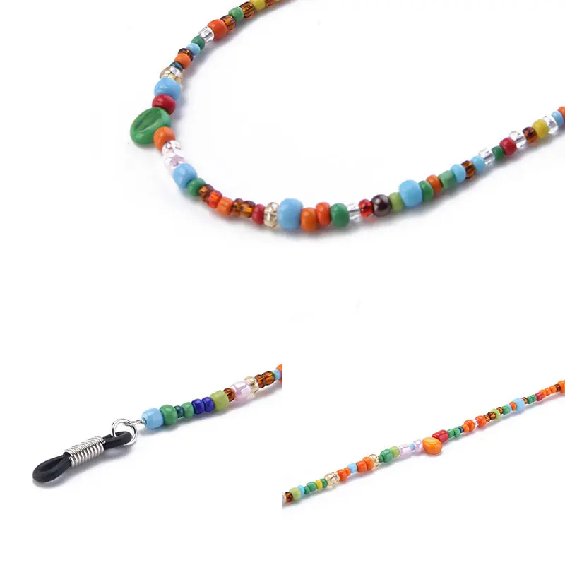 Модные женские зеркальные солнцезащитные очки с бисером цепочка для очков