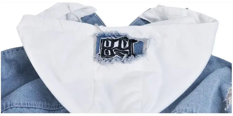 

fashion brand 2019 Dragon Ball Master Roshi Hoodie Anime men women Cowboy Fake Two Pieces Sweatshirt Hole Denim Jacket Coats