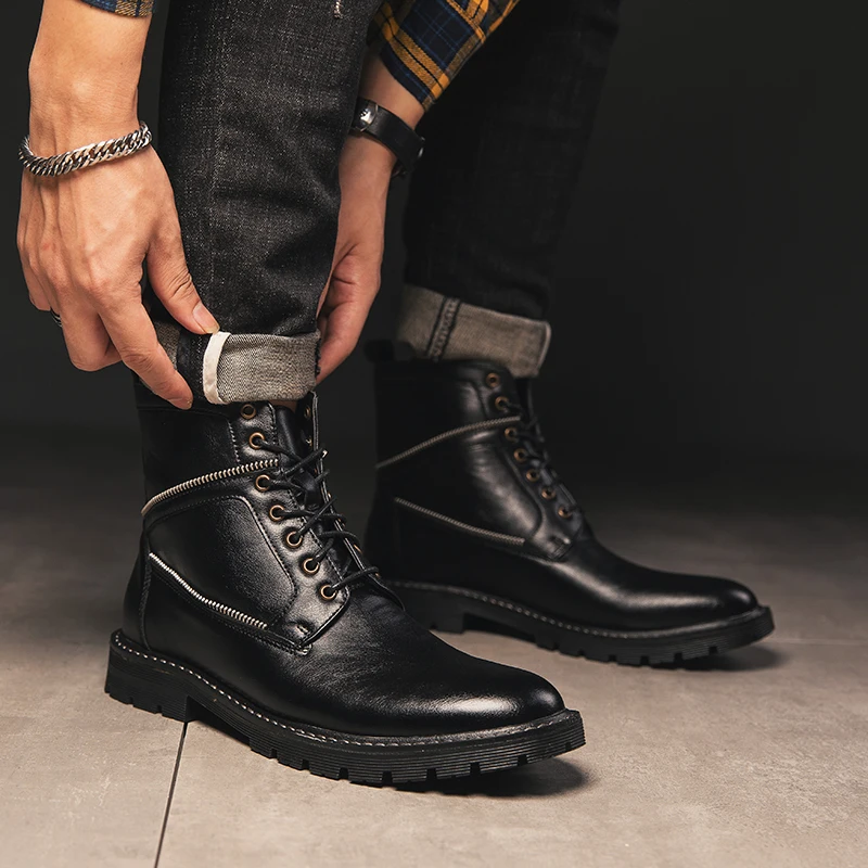 GLAZOV/винтажные мужские ботинки с высоким берцем сезон осень зима полуботинки