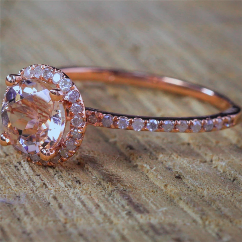 14 K розовое Золотое кольцо с бриллиантом Bizuteria драгоценный камень Anillos De Bague Etoile