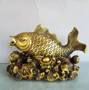 China brass seiko recruit wealth Fish crafts statue