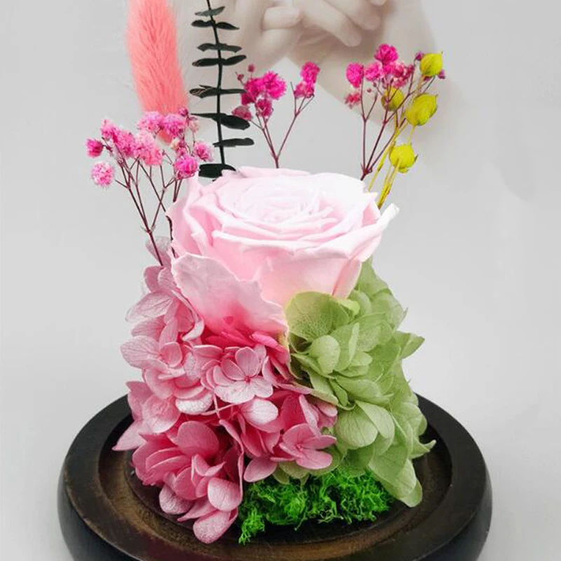 

Artificial Flower Mother Day Present Rose Valentines Day Eternal Rose In Glass Birthday DIY Wedding Night Light