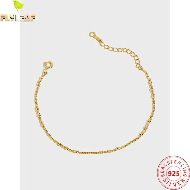 18k Gold Plating Spacer Beads Chain Necklace For Women Simple Style Femme Thin Bracelet Fine Jewelry